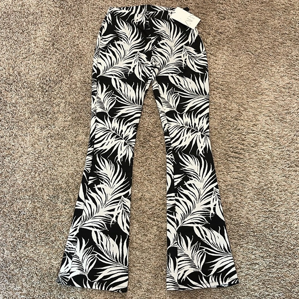 Zara Tropical Palm Printed Pants